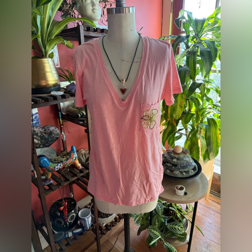 Pink V-Neck Tee
Hand Crafted by Heidi